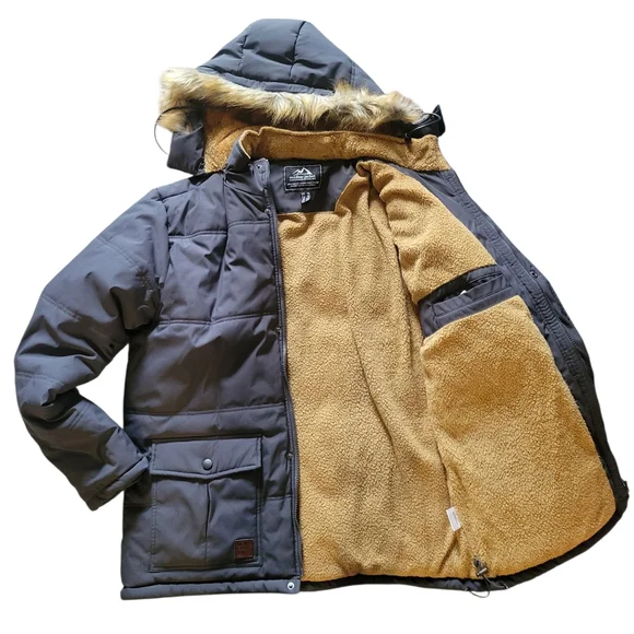 Men's Gray Hooded Puffer Jacket - Picture 11 of 11